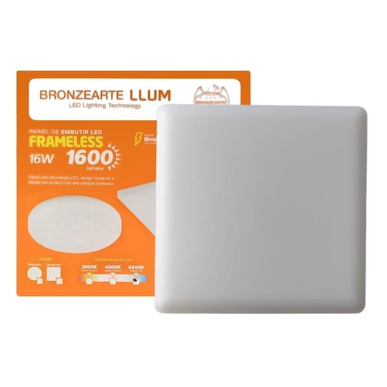 PAINEL DE EMBUTIR FRAMELESS 16W QD 6500 K - PC