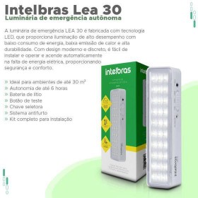 LUMINARIA DE EMERGENCIA 30 LEDS INTELBRAS - PC